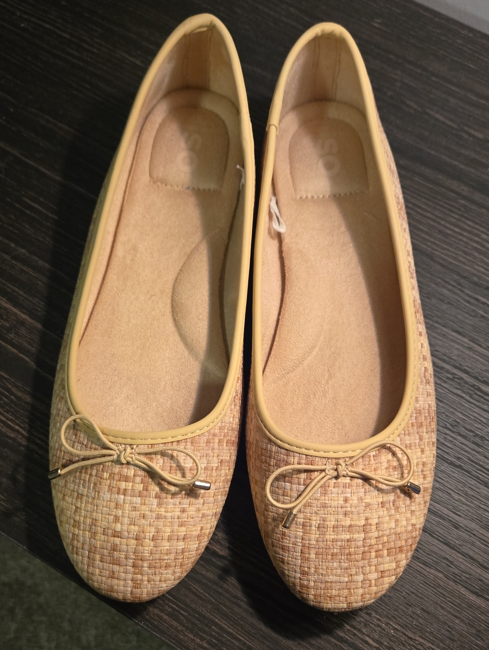 So Women's Tan Woven Ballet Flats